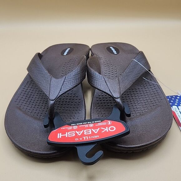 Okabashi Surf Mens LL (9-10) Brown Supportive Flip Flop Sandals NEW USA - Picture 2 of 8